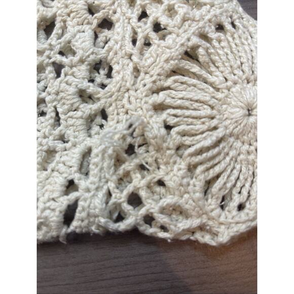 Vintage Sweater Vest Crochet Knit Boho Cream Silk blend-Small - Picture 9 of 10